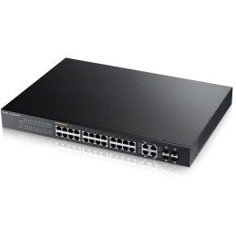 Zyxel GS1920-24HPv2 28-port Gigabit WebManaged PoE Switch, 24x gigabit RJ45, 4x gigabit RJ45/SFP, 802.3at, 375W pro PoE
