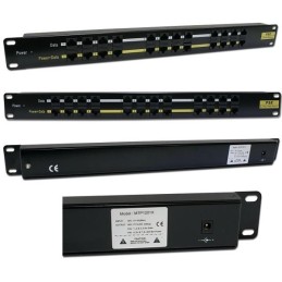 POE Patch panel/ UTP cat.5e 12p/ 1U/ Black (provedení 19" rack)
