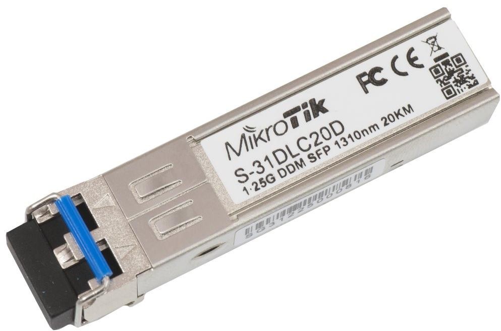 MikroTik S-31DLC20D SFP optický modul, SM, 20km, 1,25G, 1310Nm, DDM