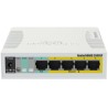 MikroTik zarządzalny przełącznik RB260GSP, 5x GbE PoE, SFP, SwOS, PSU (budżet PoE 55W)