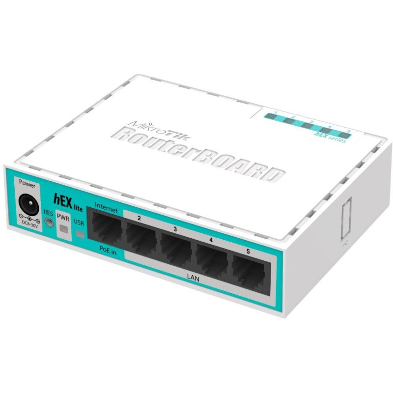Mikrotik RouterBOARD RB750r2 hEX lite, 850 MHz, 64 MB RA, 5x LAN, PSU, L4