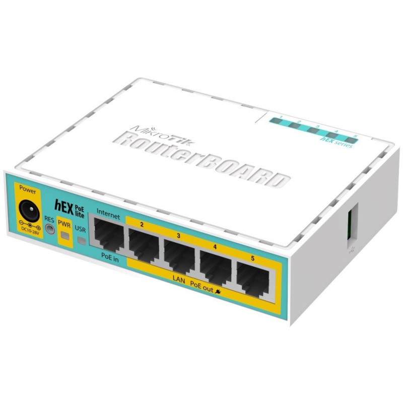 MikroTik RouterBOARD RB750UPr2 hEX PoE lite 64 MB RAM, 650 MHz, 5x LAN,1x USB, PoE vč. L4
