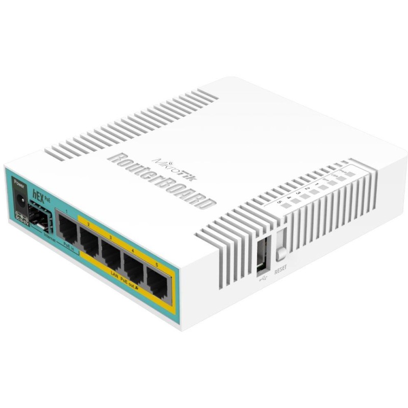 MikroTik RouterBOARD RB960PGS, hEX PoE, 800MHz CPU, 128MB RAM, 5x GbE, USB, PSU, L4