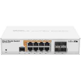MikroTik Cloud Router Switch CRS112-8P-4S-IN, 8x GbE PoE/PoE+, 4xSFP, L5, 2x PSU (PoE budget 65 + 75 W)