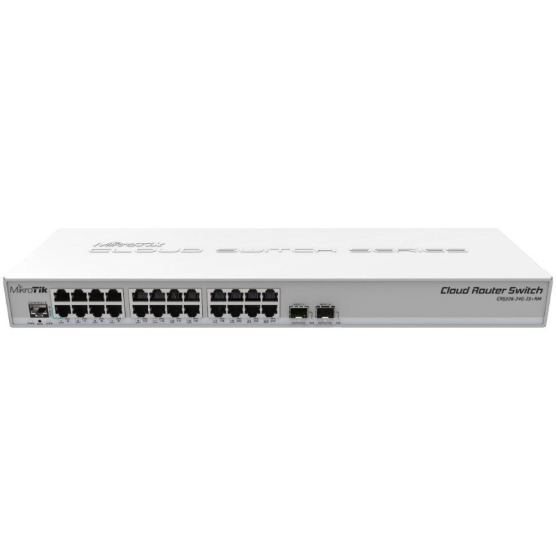 MikroTik Cloud Router Switch CRS326-24G-2S+RM, 800MHz CPU, 512MB, 24x GbE, 2xSFP+cage, ROS L5, PSU,1U Rackmount