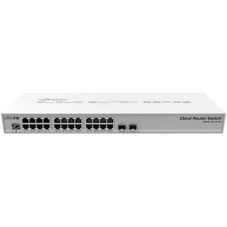 MikroTik Cloud Router Switch CRS326-24G-2S+RM, 800MHz CPU, 512MB, 24x GbE, 2xSFP+cage, ROS L5, PSU,1U Rackmount