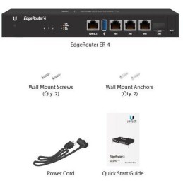 Ubiquiti EdgeRouter 4 - 3x Gbit RJ45 port, 1x SFP port, 4-Core 1GHz CPU, 1GB DDR3 RAM