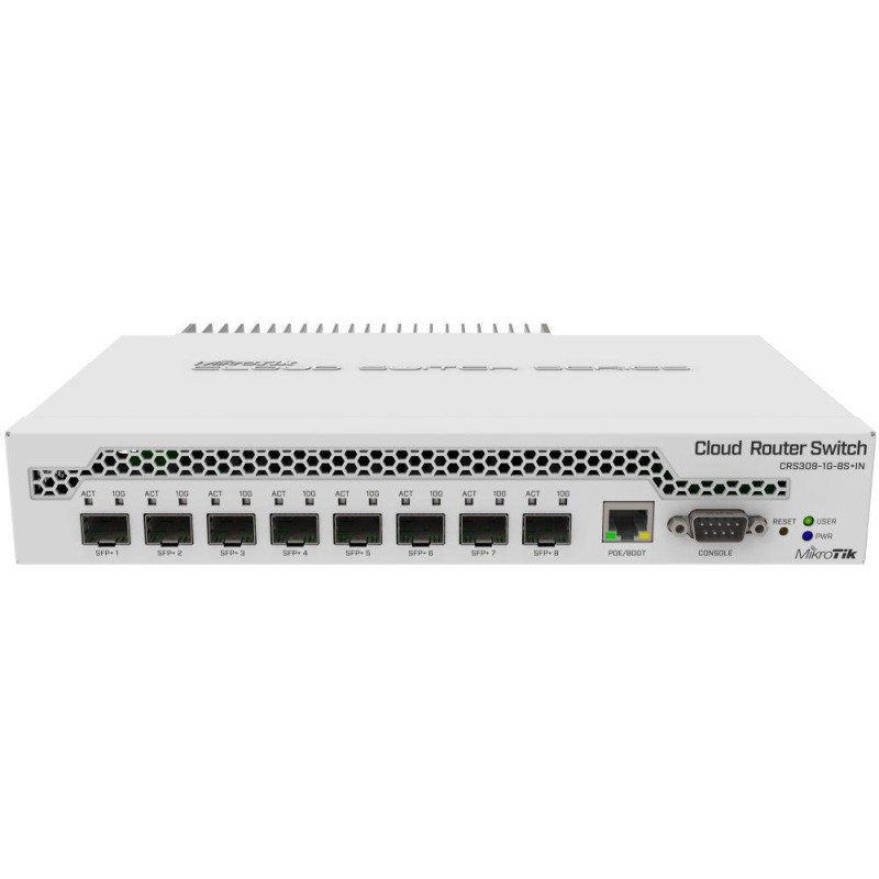MikroTik Cloud Router Switch CRS309, 8x SFP+, 1x GbE, pasivní chlazení, SwOS, ROS