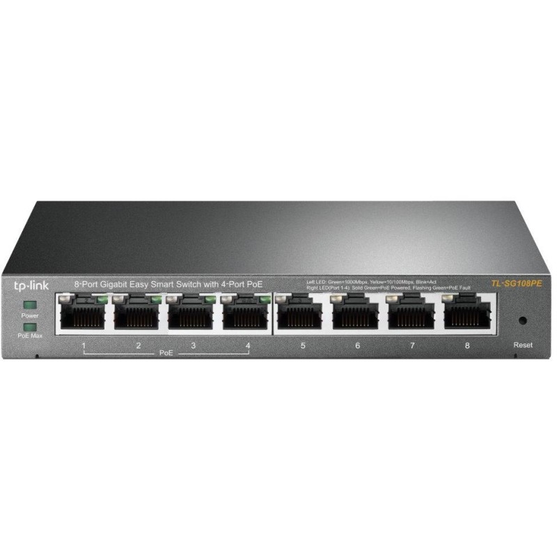 TP-Link TL-SG108PE / Easy Smart Switch / 8x 10/100/1000Mbps/ VLAN / QoS / IGMP Snooping / steel case