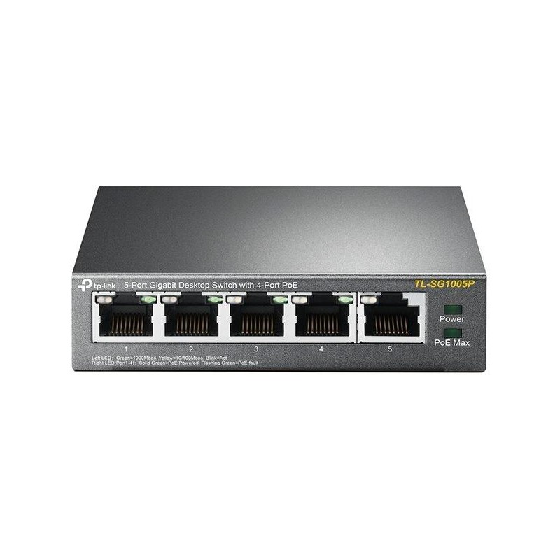 TP-Link TL-SG1005P - Stolní switch s 5 gigabitovými porty, 4 porty mají PoE