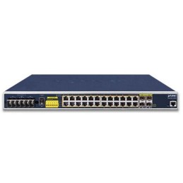 Planet IGS-6325-24P4S průmyslový L3 switch, 24x1Gb, 4x1Gb SFP, PoE 802.3at 440W, 48-56VDC, -40~75°C, IP30, fanless