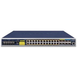 Planet IGS-6325-24P4X průmyslový L3 switch, 24x1Gb, 4x10Gb SFP+, PoE 802.3at 440W, 48-56VDC, -40~75°C, IP30, fanless