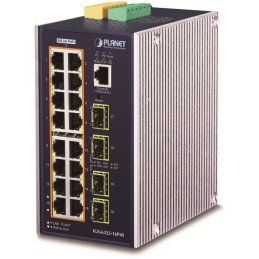 Planet IGS-6325-16P4S průmyslový L3 switch, 16x1Gb, 4x2.5G SFP, PoE 802.3at 320W, 48-56VDC, -40~75°C, IP30, fanless