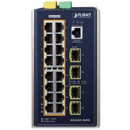 Planet IGS-6325-16P4S průmyslový L3 switch, 16x1Gb, 4x2.5G SFP, PoE 802.3at 320W, 48-56VDC, -40~75°C, IP30, fanless