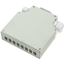 XtendLan mini rozvadeč na DIN lištu, 8x SC Simplex, 4 vstupní otvory, krytka
