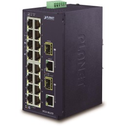 Planet IFGS-1822TF průmyslový switch, 16x100M + 2x1Gb/SFP, -40 až 75st.C, dual 9-48VDC, IP30, fanless