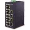 Planet IFGS-1822TF průmyslový switch, 16x100M + 2x1Gb/SFP, -40 až 75st.C, dual 9-48VDC, IP30, fanless