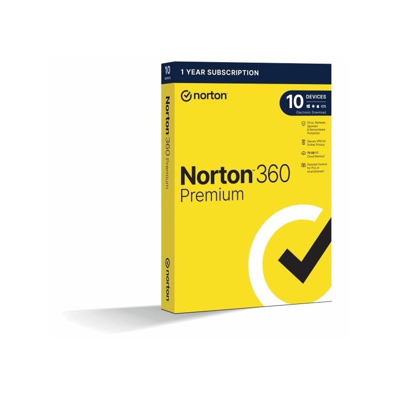 NORTON 360 PREMIUM 75 GB CZ FÜR 1 BENUTZER AUF 10 GERÄTEN FÜR 12 MONATE BOX