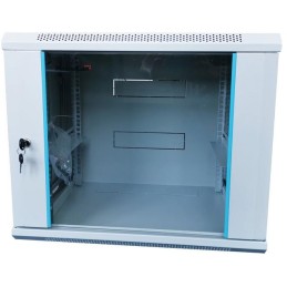 XtendLan 6U/600x450, na zeď, jednodílný, skleněné dveře, šedý