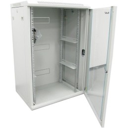 XtendLan 22U/600x600, na zeď, jednodílný, rozložený, skleněné dveře, šedý