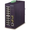 Planet IGS-4215-16T2S industrial L2 switch, 16x1Gb, 2x1Gb SFP, dual 12-48VDC, -40~75°C, 1x RJ45 serial port, IP30