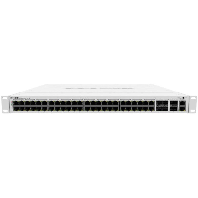 MikroTik CRS354-48P-4S+2Q+RM, 48x GbE PoE/PoE+, 4x 10 Gbps SFP+, 2x 40 Gbps QSFP+, 1x PSU, 1U, L5 (PoE budget 800W)