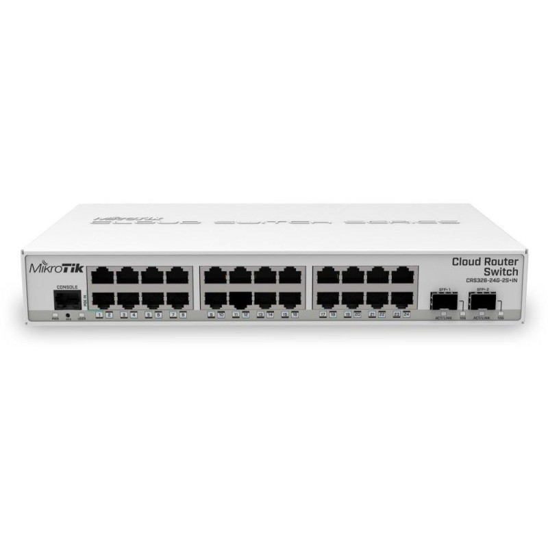MikroTik Cloud Router Switch CRS326-24G-2S+IN, 800MHz CPU, 512MB, 24x GbE, 2x SFP+, ROS L5, PSU