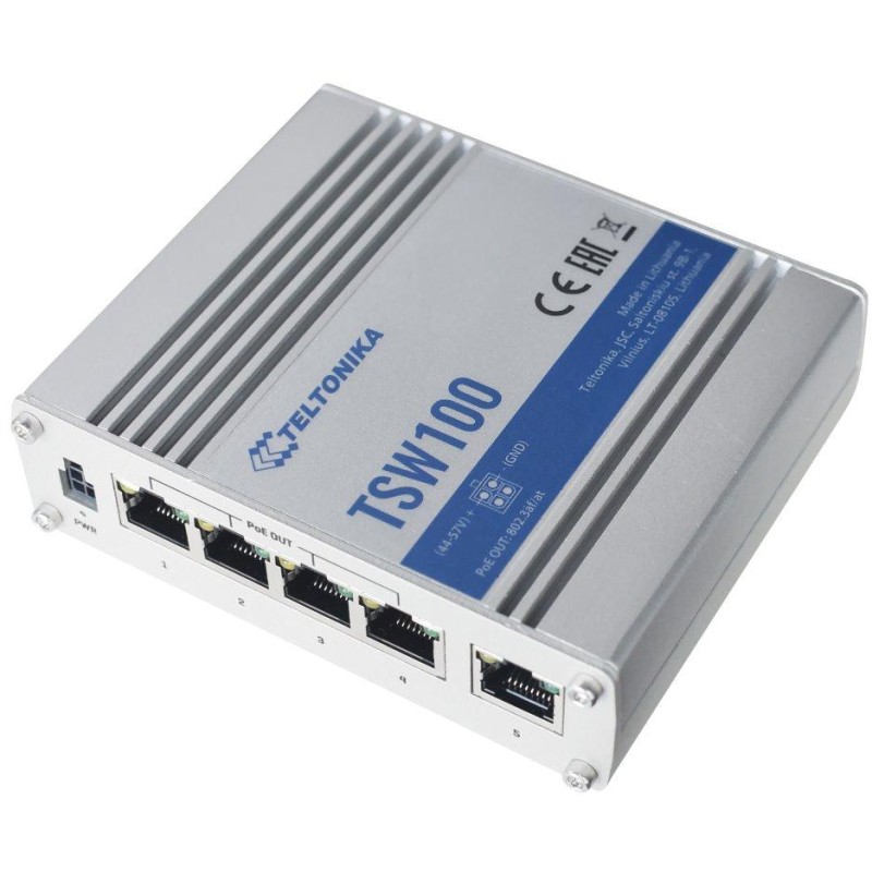 Teltonika průmyslový nemanažovaný PoE switch TSW100 4x 802.3af/at