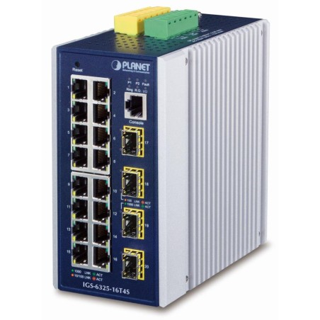 Planet IGS-6325-16T4S průmyslový L3 switch, 16x1Gb, 4x2.5Gb SFP, 9-48VDC, -40~75°C, IP30, fanless