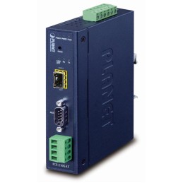 Planet průmyslový konvertor RS-232/422/485 na IP, 1x COM, 1x 100Base-FX/SFP, 9-48VDC, -40~+75°C, IP30, SNMP+Telnet