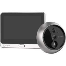 EZVIZ chytrý dveřní videotelefon DP2C/ Wi-Fi/ kamera 1080p/ H.265/ kukátko/ zvonek/ IR do 5 m/ PIR/ LCD 4,3"/ stříbrný