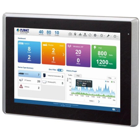 Planet kontrolér pro 1024 zařízení (AP, router, switch, atd)/ 2x LAN/ Web, SNMP/ 12,1" LCD/ IP66