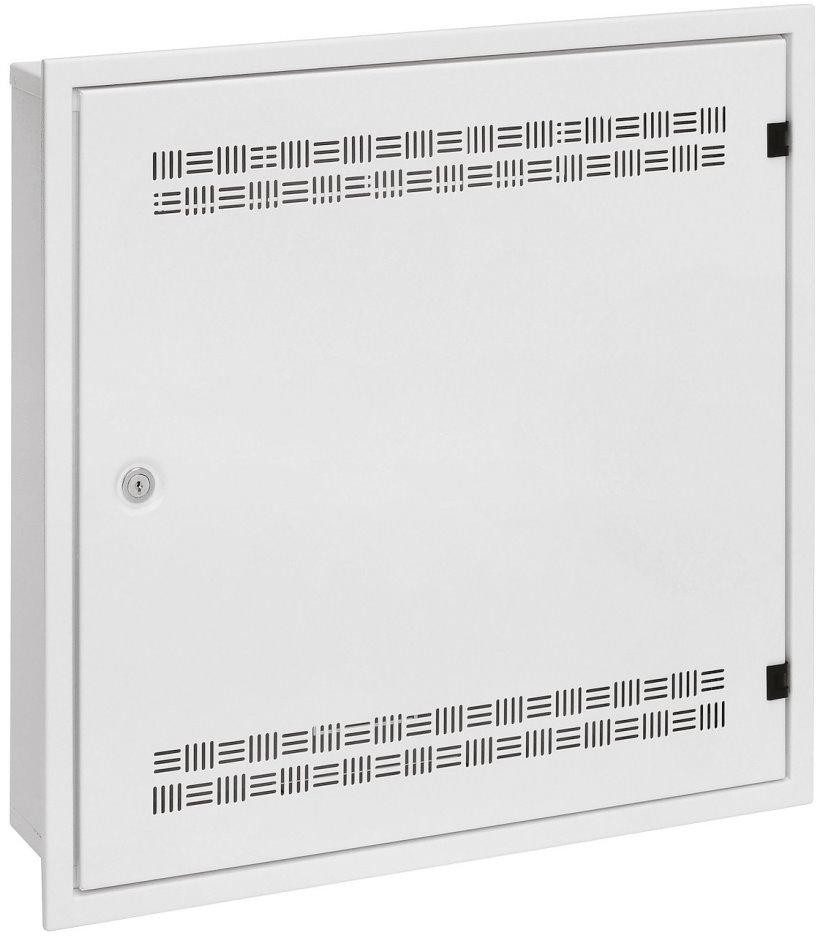 Solarix rozvádzač SOHO LC-18 do steny s lištami 2U, 4U a 11U, 550x550x150mm, biela RAL 9003, s rámčekom na zamurovanie
