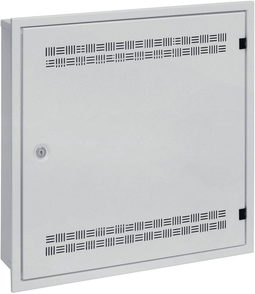 Solarix rozvádzač SOHO LC-18 do steny s lištami 2U, 4U a 11U, 550x550x150mm, šedá RAL7035, s rámčekom na zamurovanie