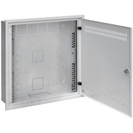 Solarix rozvaděč SOHO LC-18 do zdi s lištami 2U, 4U a 11U, 550x550x150mm, šedá RAL7035, s rámečkem k zazdění