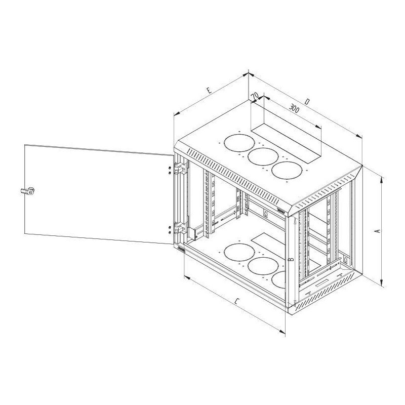 Triton 19' rozvaděč jednodílný 18U/600mm odnímatelné boční kryty RAL7035, šedý