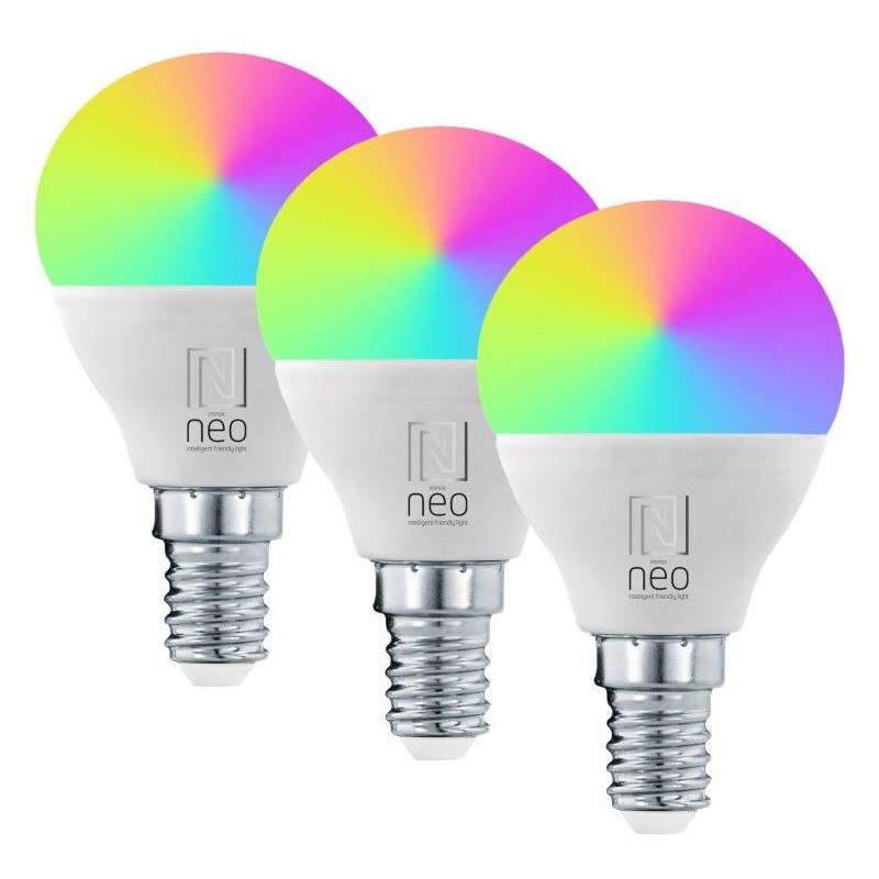 IMMAX NEO LITE SMART sada 3x žárovka LED E14 6W RGB+CCT barevná a bílá, stmívatelná, Wi-Fi, P45, TUYA