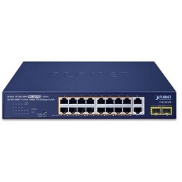 Planet PoE switch 18x1Gb + 2xSFP 1Gb, 16x PoE 802.3at 30/185W, VLAN, extend mód 10Mb-250m