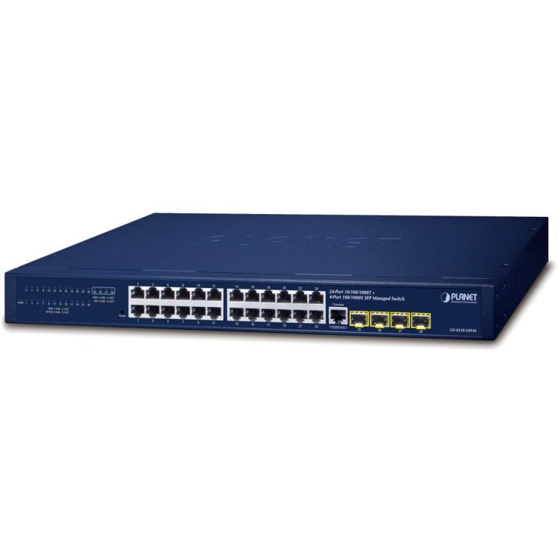 Planet GS-4210-24T4S L2 switch, 24x1Gb, 4x1Gb SFP, QoS, fanless