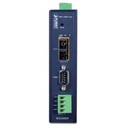 Planet průmyslový konvertor RS-232/422/485 na IP, 1x COM, 1x 100Base-FX SC MM 2km, 9-48VDC, 24VAC, -40~+75°C, IP30