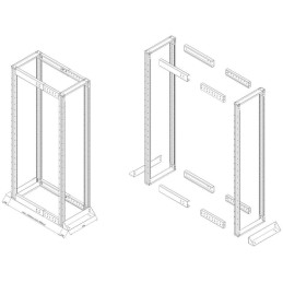 Solarix rozvaděčový rám 19" 42U 600x1000, černý, vysokonosný, nosnost 1200 kg