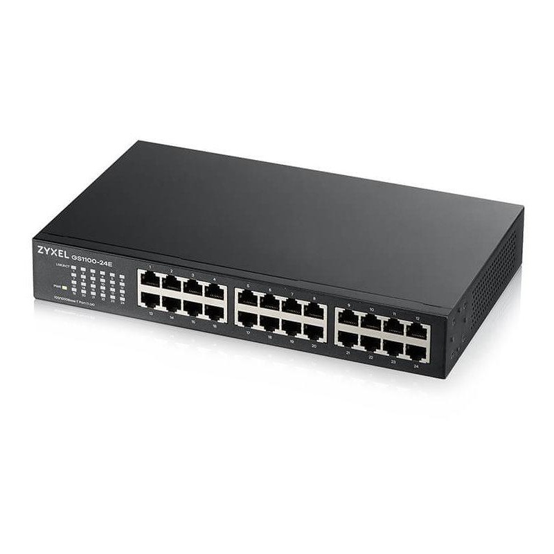 ZyXEL GS1100-24E, 24-port 10/100/1000Mbps Gigabit Ethernet switch v3, Fanless,  desktop