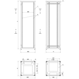 Solarix rozvaděč 19" LC-50 42U 600x600, RAL 7035