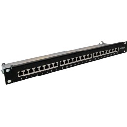 XtendLan Patch panel 19", 24 portů, Cat6a, stíněný, černý