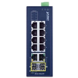 Planet IFGS-1022TF průmyslový switch, 8x100M + 2x1Gb/SFP, -40 až 75st.C, dual 9-48VDC, IP30, fanless