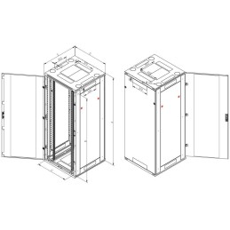 Triton 19" rozvaděč stojanový 42U/800x800, typ RT, nosnost 1200kg, perforované dveře, RAL7035, šedý