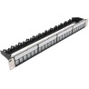 XtendLan Patchpanel 19", 24 Ports, unbestückt, geschirmt, schwarz, Cat5e/6/6A/7, Jumper