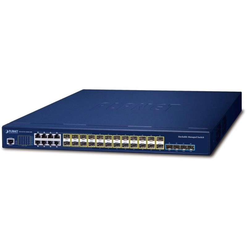 Planet SGS-6310-16S8C4XR L3 switch, 8x1Gb, 24x1Gb SFP, 4x10Gb SFP+, HW/IP stack, 2x power-in, VSF/Cluster