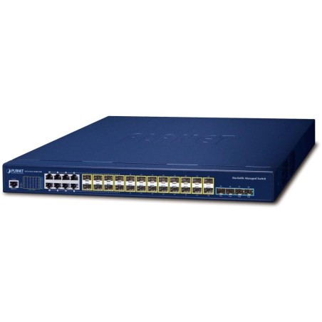 Planet SGS-6310-16S8C4XR L3 switch, 8x1Gb, 24x1Gb SFP, 4x10Gb SFP+, HW/IP stack, 2x power-in, VSF/Cluster