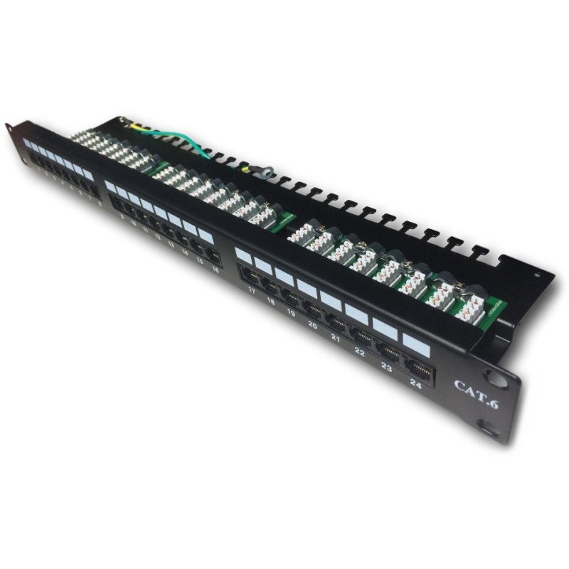 DATACOM Patch panel 19" UTP 24 port CAT6 LSA 1U BK (3x8p)hor.zářez